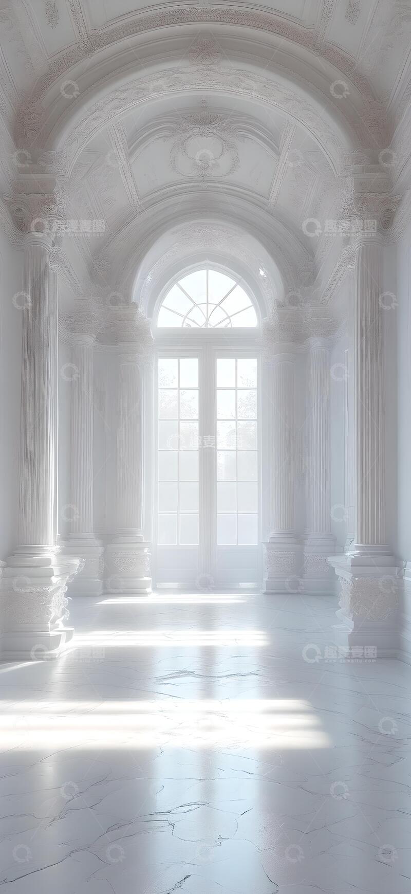 高清大图下载【趣麦麦图】白色的空房间 3D渲染