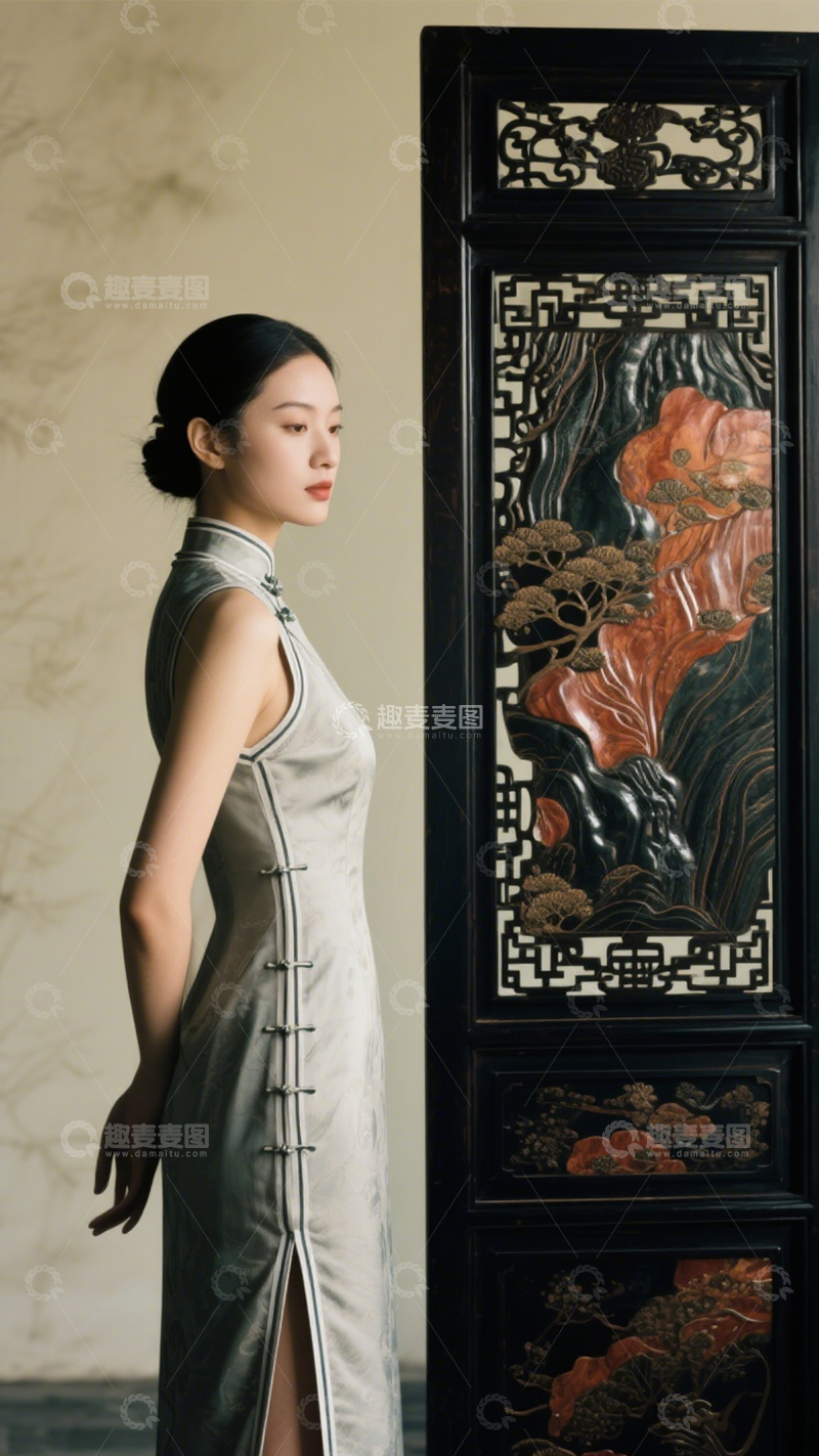 高清大图下载【趣麦麦图】中式旗袍典雅韵味1