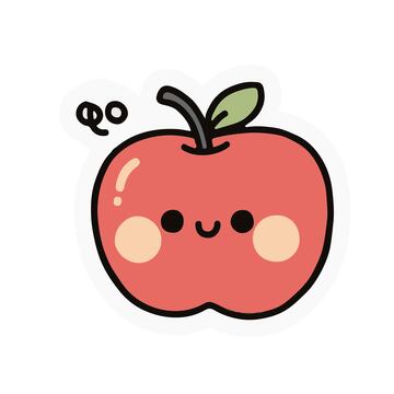 苹果卡通手绘插画