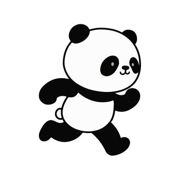 熊猫跑步手绘插画
