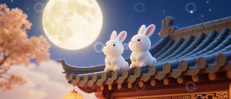 高清大图下载【趣麦麦图】中秋节玉兔背景22