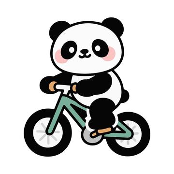 熊猫骑车卡通手绘