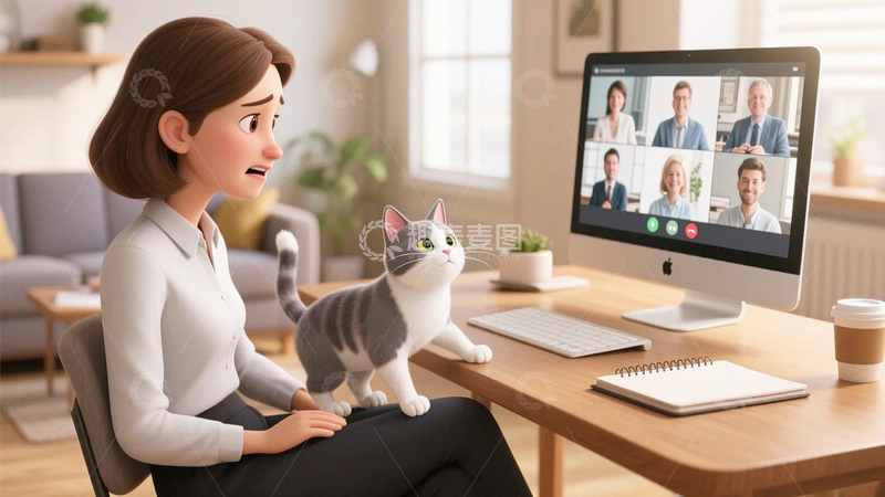 高清大图下载【趣麦麦图】 在线会议远程办公