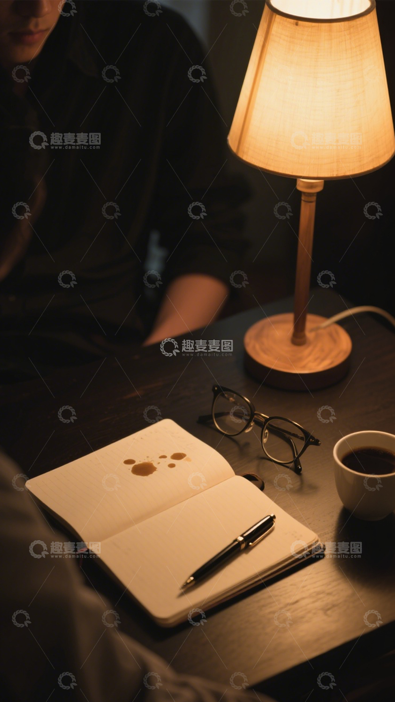 高清大图下载【趣麦麦图】深夜书写静谧时光