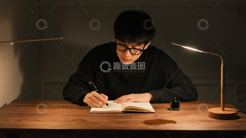 高清大图下载【趣麦麦图】深夜书写静谧时光1