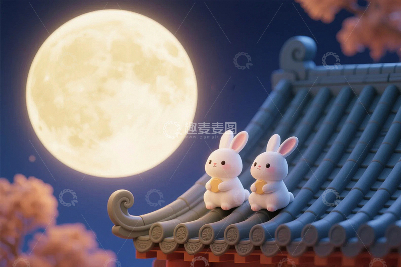 高清大图下载【趣麦麦图】中秋节玉兔背景24