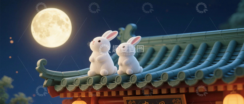 高清大图下载【趣麦麦图】中秋节玉兔背景20