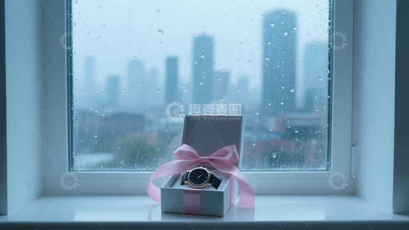 高清大图下载【趣麦麦图】窗台雨天静谧礼物3