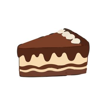 一块巧克力蛋糕手绘插画