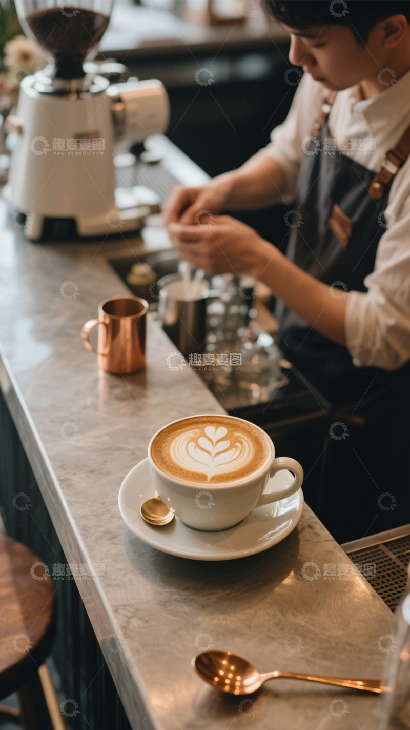 高清大图下载【趣麦麦图】咖啡拉花的细腻艺术3