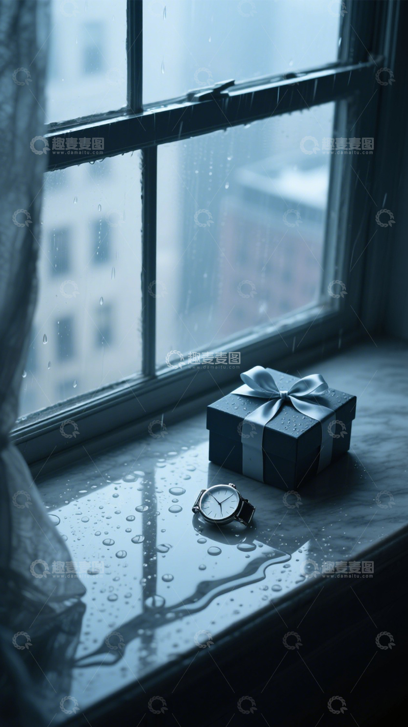 高清大图下载【趣麦麦图】窗台雨天静谧礼物2