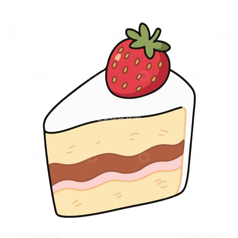 源文件下载【趣麦麦图】一块巧克力草莓蛋糕切件