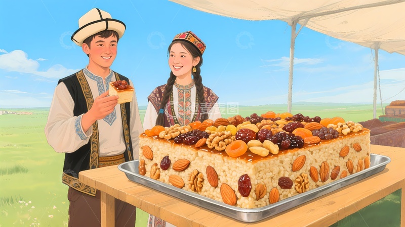 高清大图下载【趣麦麦图】新疆切糕插图2