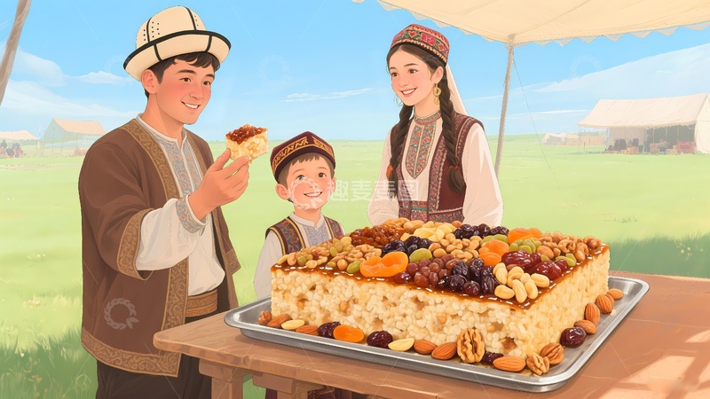 高清大图下载【趣麦麦图】新疆切糕美食