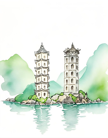 温州地标江心屿1