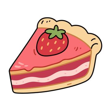 一块草莓蛋糕手绘插画