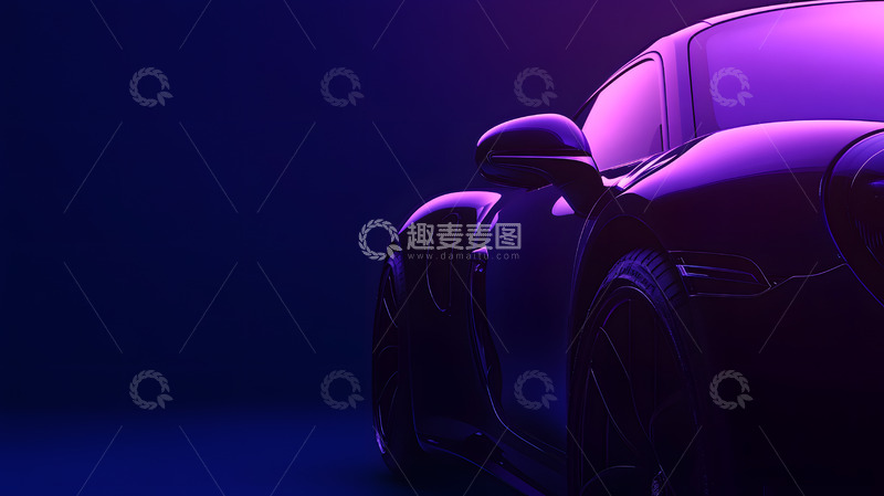 高清大图下载【趣麦麦图】电光紫色小汽车广告棚内摄影3