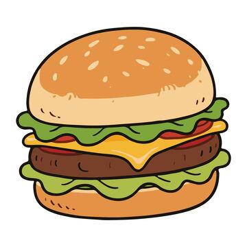 汉堡包卡通手绘插画