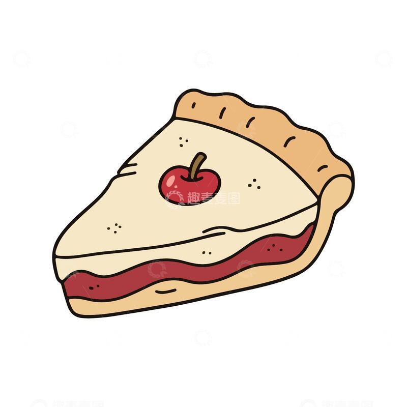 源文件下载【趣麦麦图】一块苹果派手绘插画
