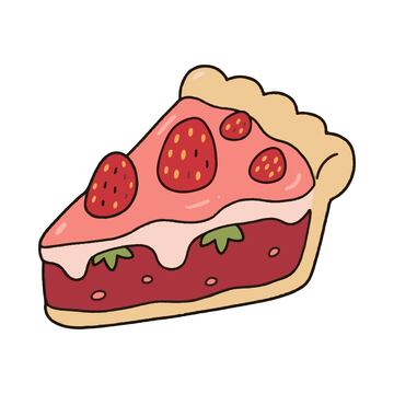一块草莓蛋糕手绘