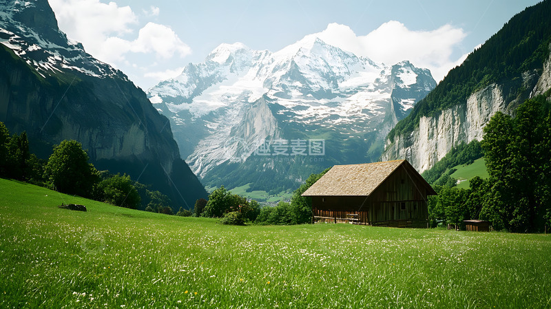 高清大图下载【趣麦麦图】高山上的木屋1