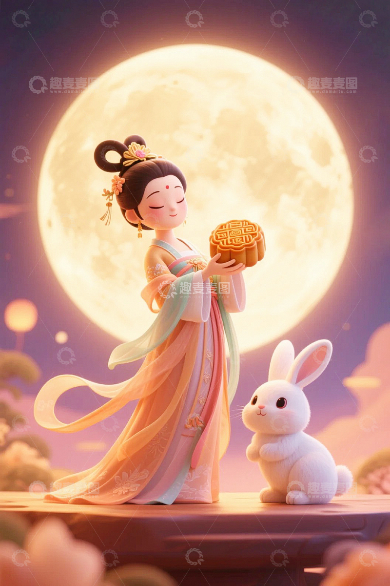 高清大图下载【趣麦麦图】中秋节嫦娥背景5
