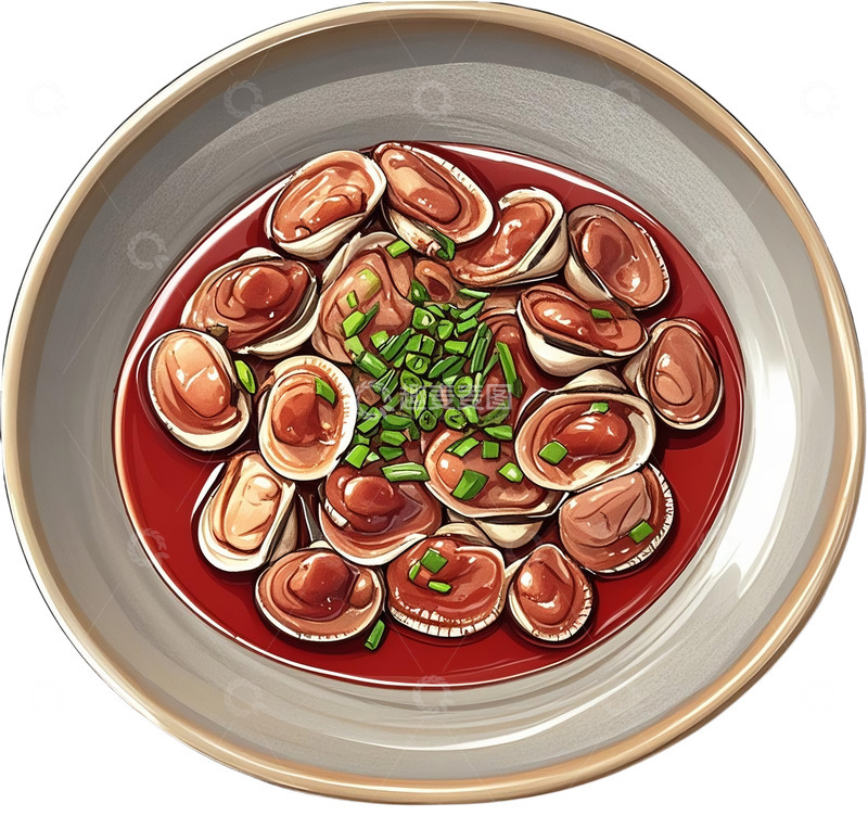 高清大图下载【趣麦麦图】温州美食血蛤插画
