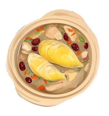 榴莲炖鸭插画免扣素材