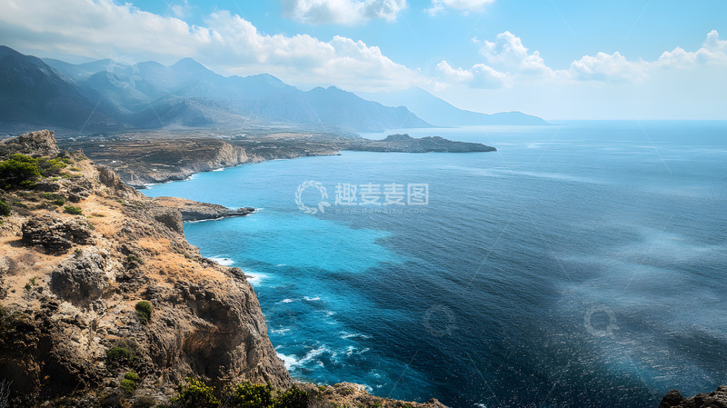 高清大图下载【趣麦麦图】山崖大海俯拍风景