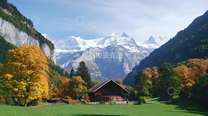 高清大图下载【趣麦麦图】高山上的木屋