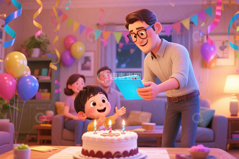 高清大图下载【趣麦麦图】生日派对场景插画2