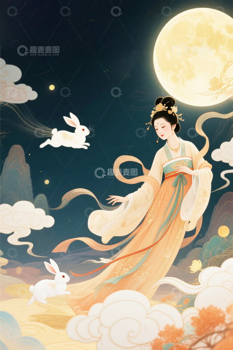 高清大图下载【趣麦麦图】中秋节嫦娥背景4