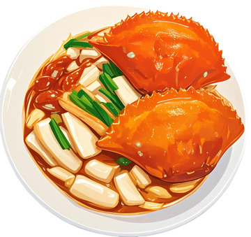 温州江蟹炒年糕插画 免扣素材
