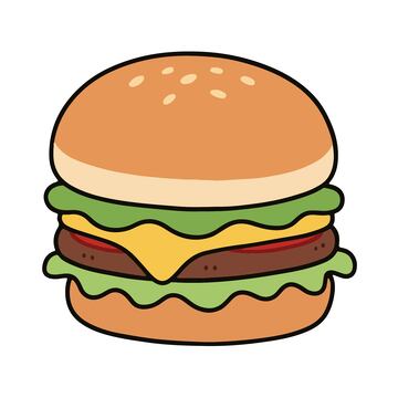 汉堡包手绘插画