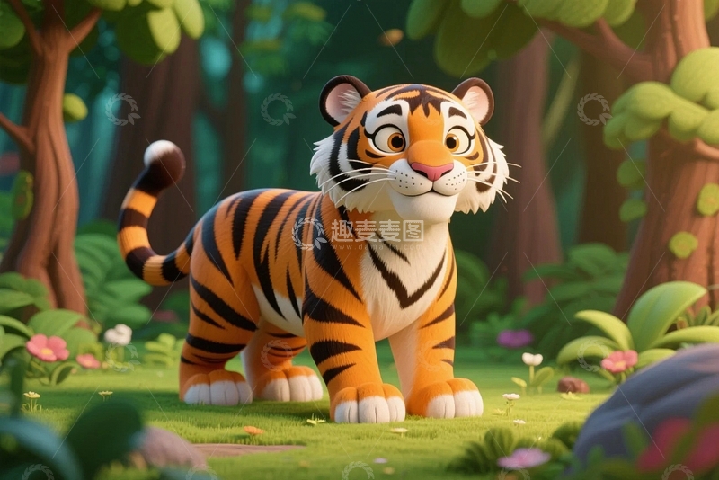 高清大图下载【趣麦麦图】动物插画老虎2