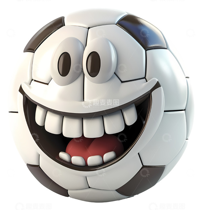 高清大图下载【趣麦麦图】微笑足球3D卡通插画免抠透明png素材1