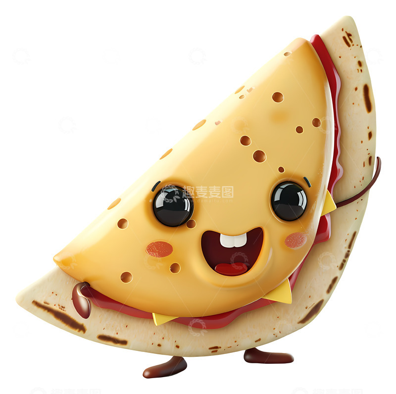 高清大图下载【趣麦麦图】微笑三明治卡通3D卡通插画透明png素材1