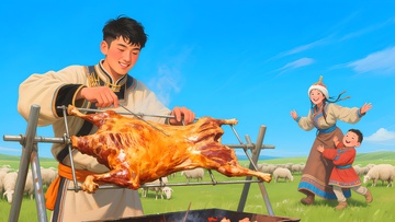内蒙古烤全羊美食