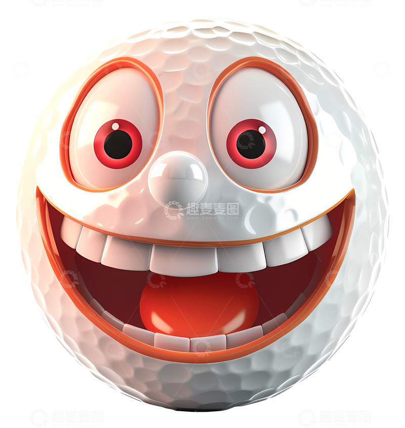 微笑高尔夫球3D插画免抠透明png素材1