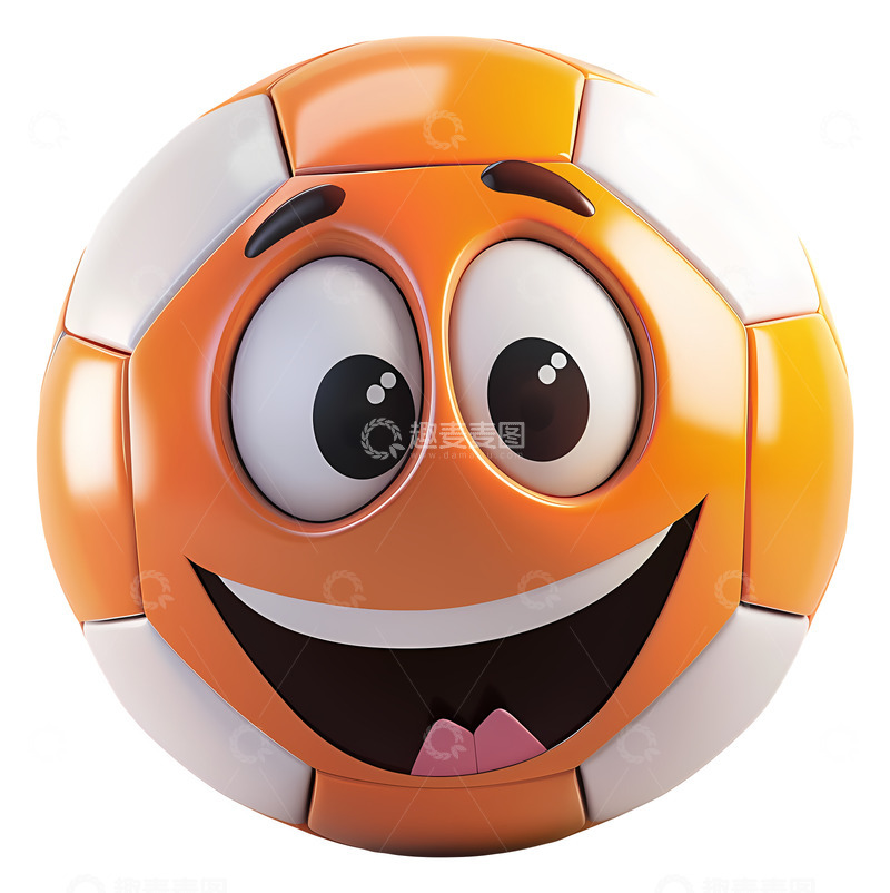 高清大图下载【趣麦麦图】微笑排球卡通3D卡通插画透明png素材1