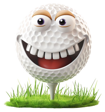 微笑的高尔夫球3D插画免抠透明png素材2