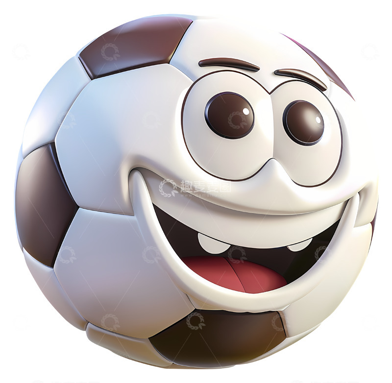 高清大图下载【趣麦麦图】微笑足球角色3D插画免抠透明png素材2