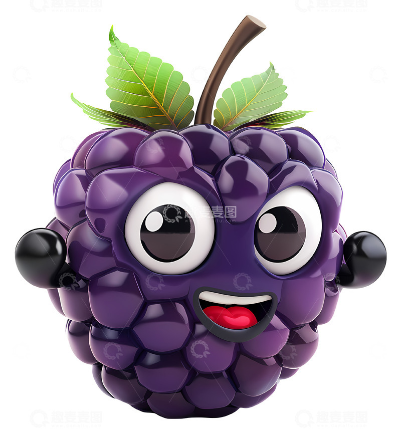 高清大图下载【趣麦麦图】可爱的黑莓角色3D插画免抠透明png素材1