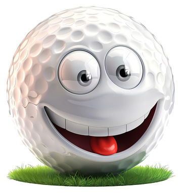 带有微笑的高尔夫球3D卡通插画png素材1