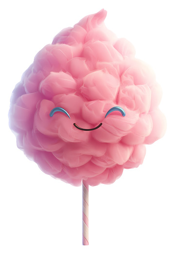 微笑的粉色棉花糖3D卡通插画png素材1