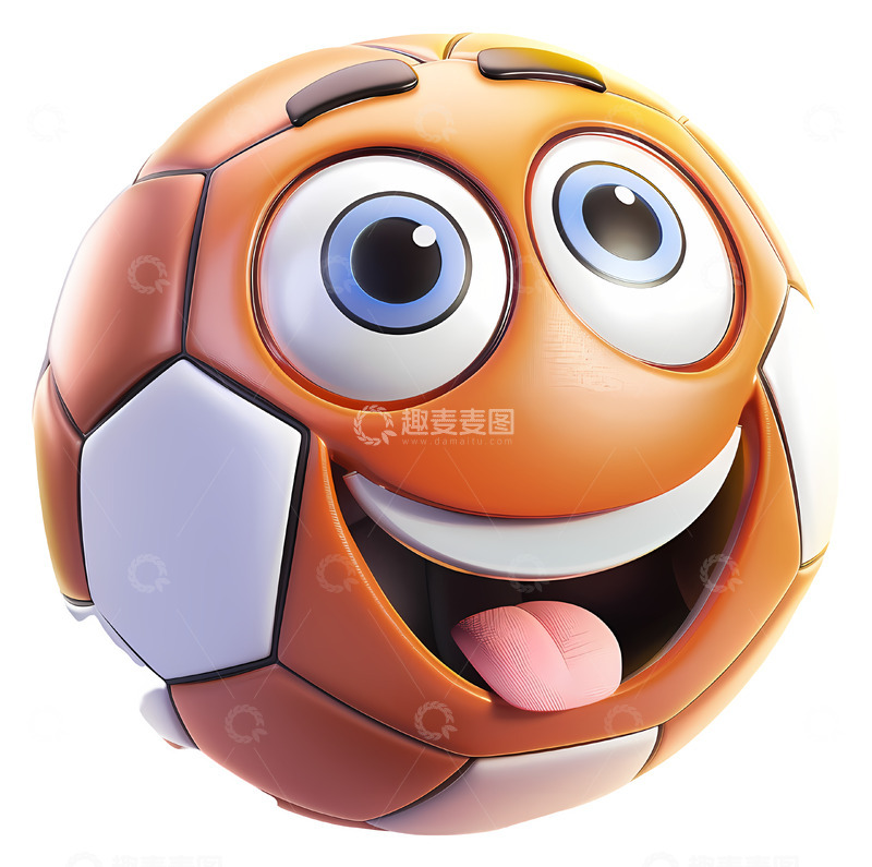 高清大图下载【趣麦麦图】微笑足球角色3D插画免抠透明png素材3