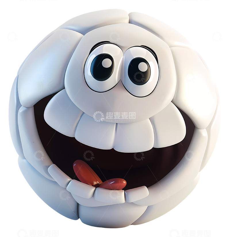 高清大图下载【趣麦麦图】快乐的排球3D卡通插画免抠透明png素材1