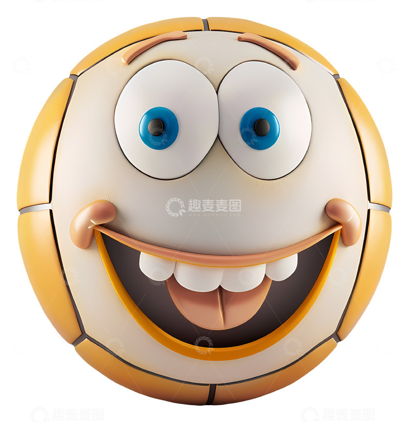 高清大图下载【趣麦麦图】微笑的动画足球角色3D卡通插画png素材1