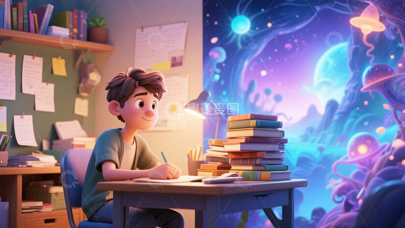 高清大图下载【趣麦麦图】学习卡通人物科技赋能教育3