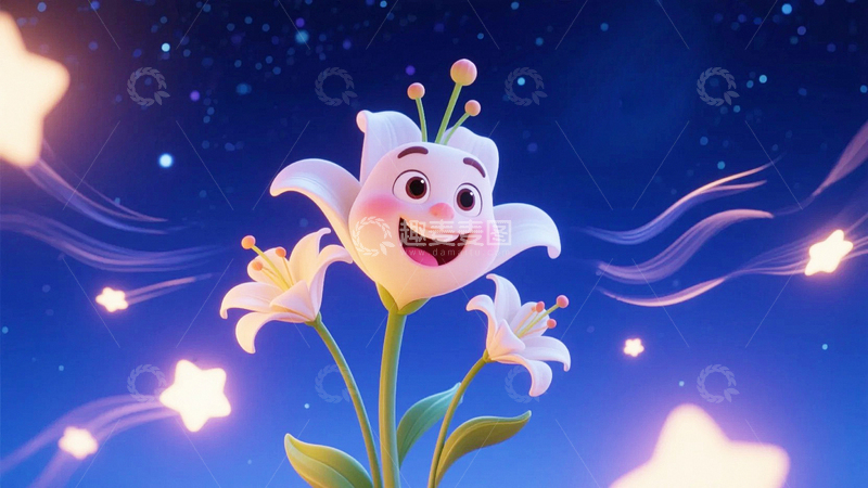 高清大图下载【趣麦麦图】卡通童话花朵百合花2